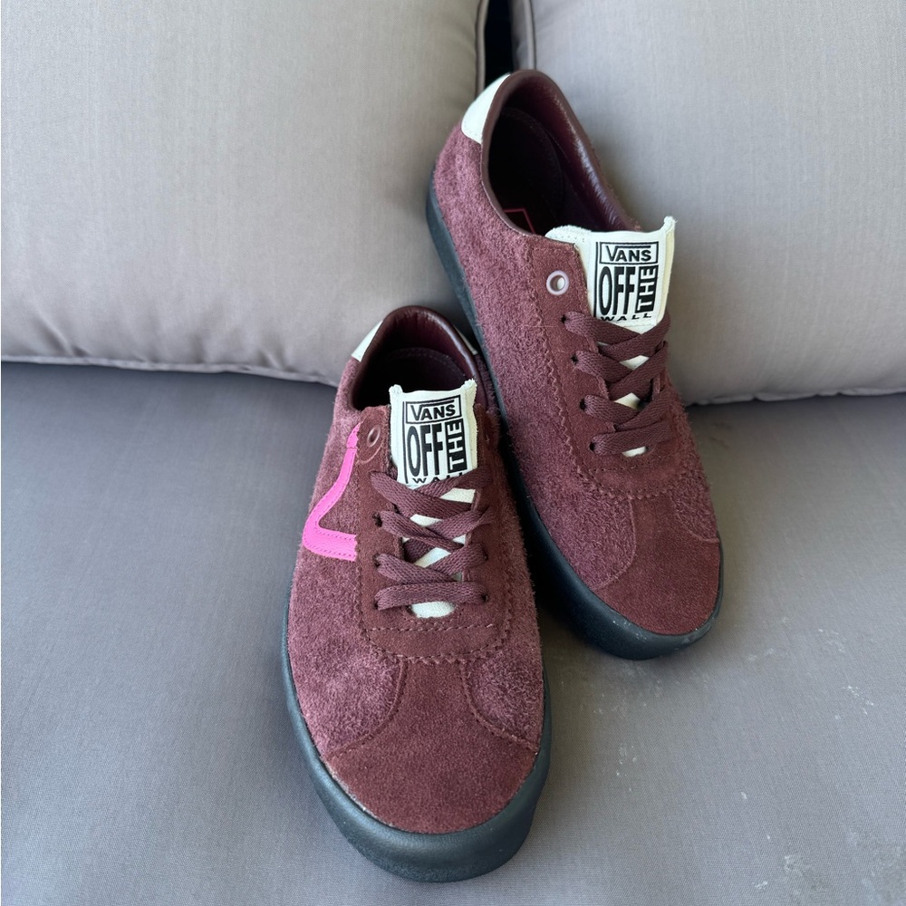 NWOT Vans Pink and Burgundy Suede Sneakers - Picture 2 of 8